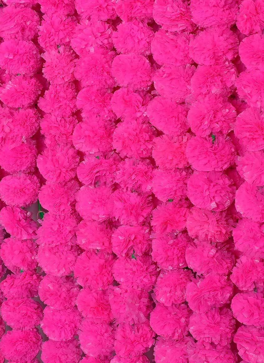 5 PC - 5 feet Marigold Garland |Indian/American Wedding Party Mantle Decoration, Faux Garlands Wedding Garland, Diwali Decoration, Spring Bush Floral! (Light Pink)