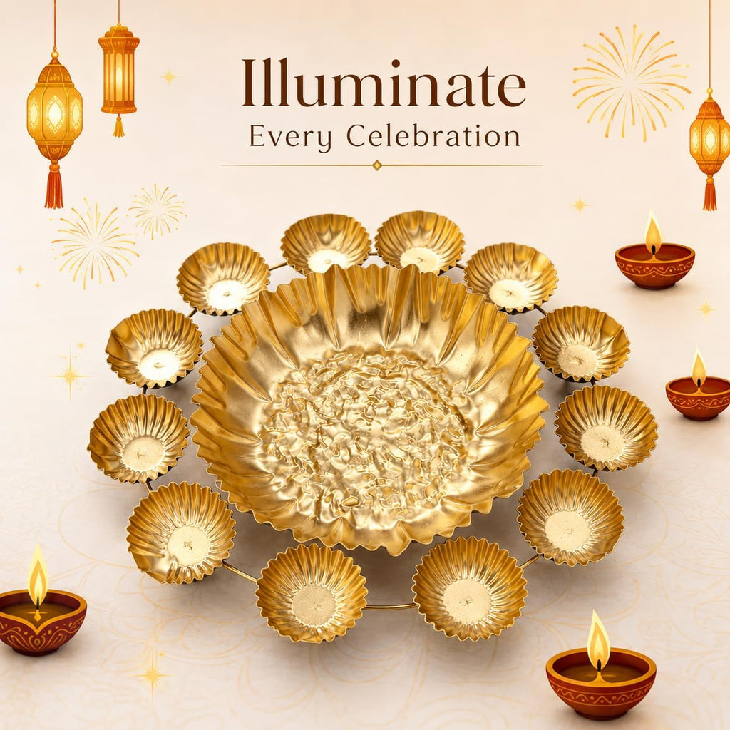 Urli Bowl For Diwali Decoration 12 Tealight Candles Holder 14 Inch
