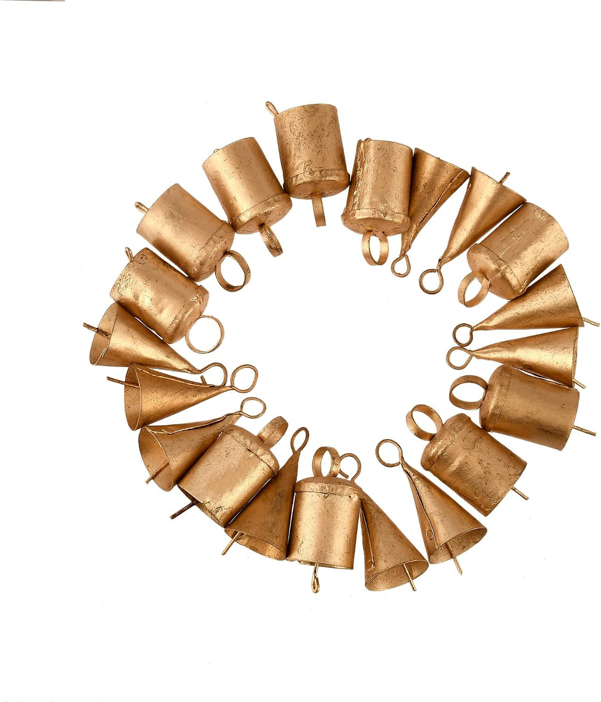 Barn Bells in Small Sizes- 20 Distinctive Golden Rustic Bells - Full of Beautiful Rough Hewn Variations - Perfect for Home Decor Christmas Jingle Bells