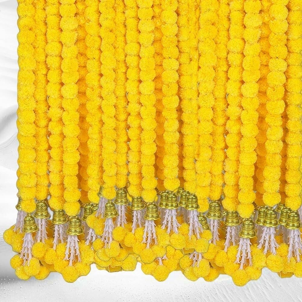 5 Pc Artificial Marigold Garland For Diwali Decoration Yellow 5 Feet