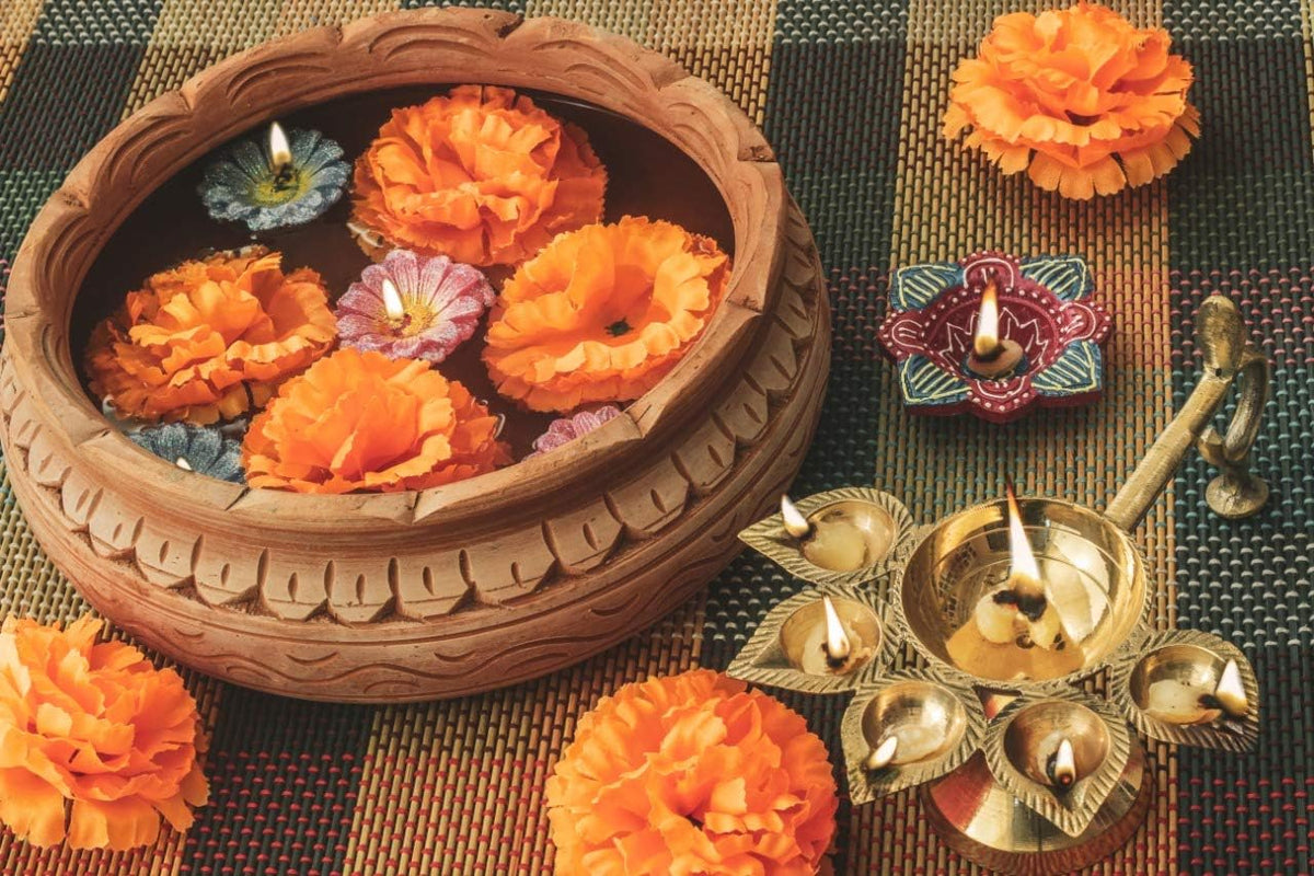 Orange Silk Head Marigold Artificial Flowers For Dia De Los Muertos Diwali