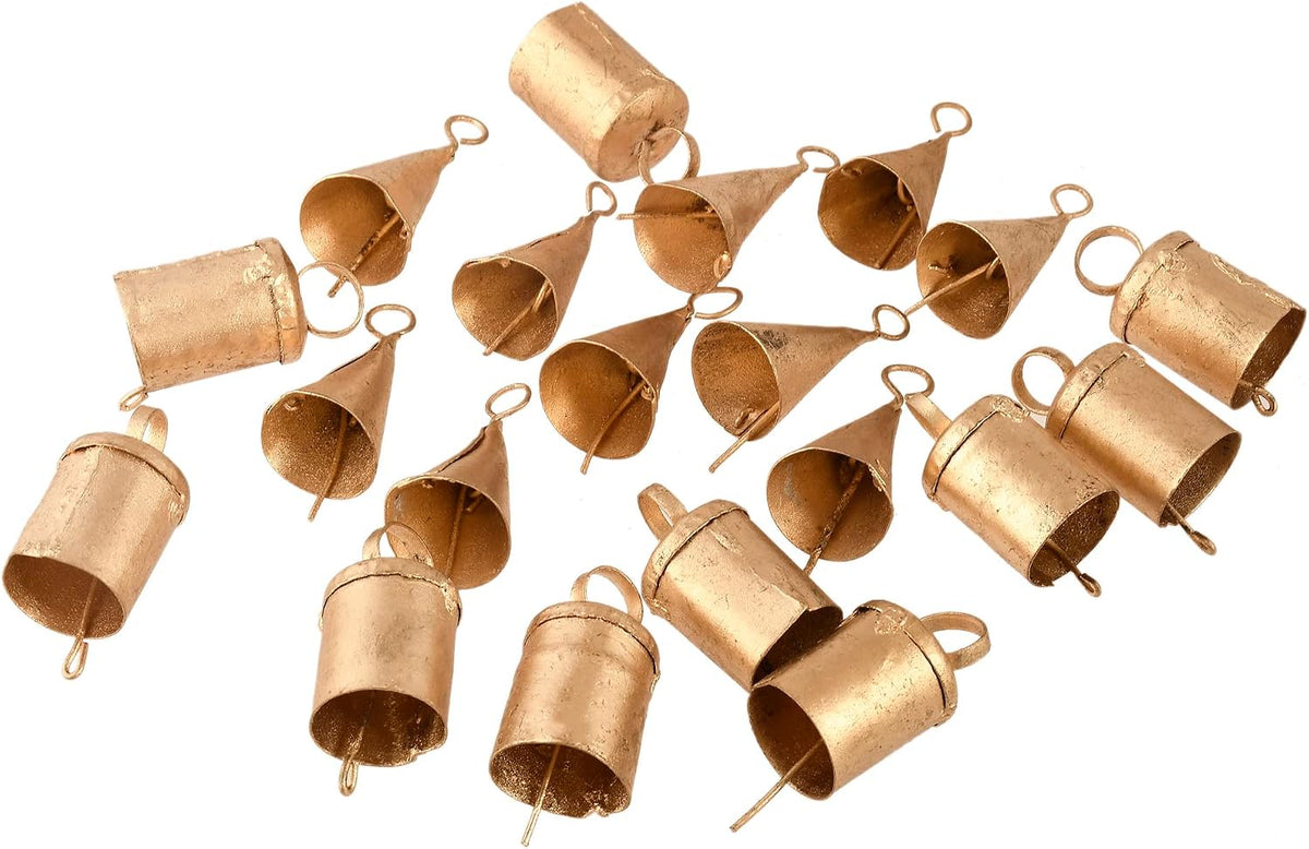 Barn Bells in Small Sizes- 20 Distinctive Golden Rustic Bells - Full of Beautiful Rough Hewn Variations - Perfect for Home Decor Christmas Jingle Bells
