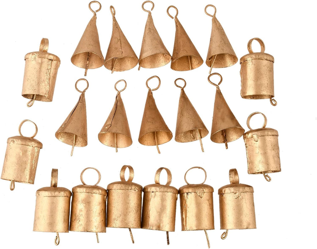 Barn Bells in Small Sizes- 20 Distinctive Golden Rustic Bells - Full of Beautiful Rough Hewn Variations - Perfect for Home Decor Christmas Jingle Bells