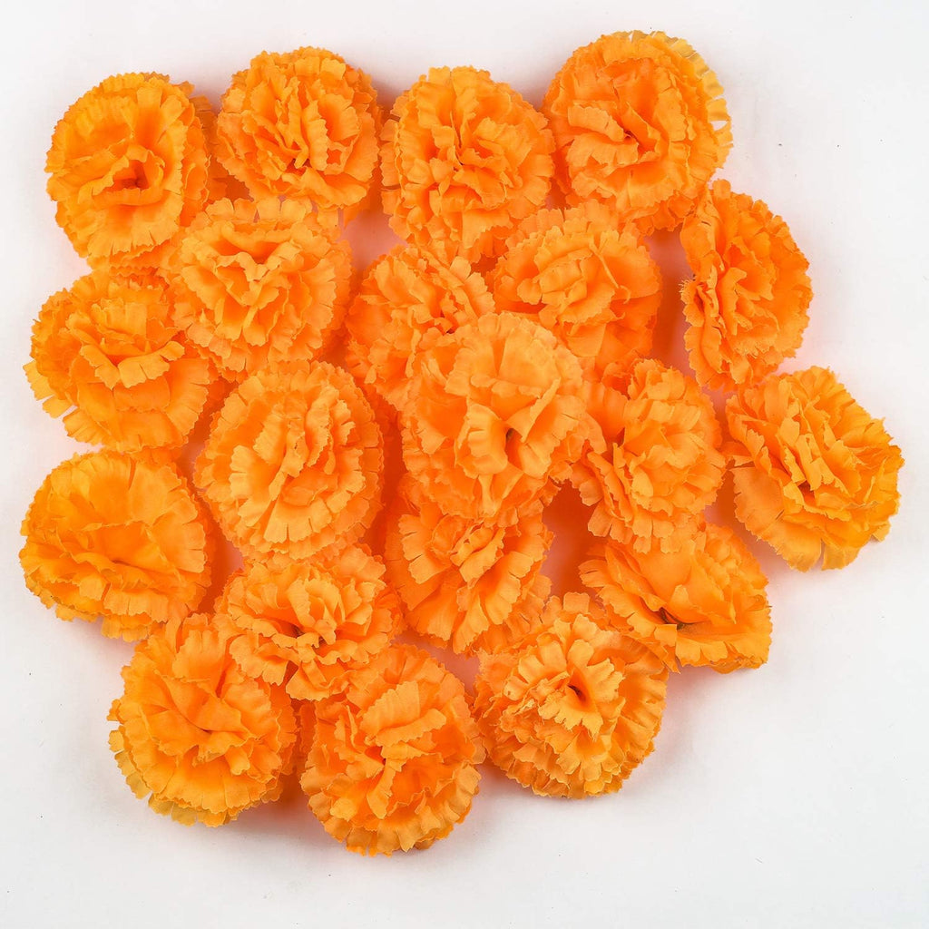 Orange Silk Head Marigold Artificial Flowers For Dia De Los Muertos Diwali