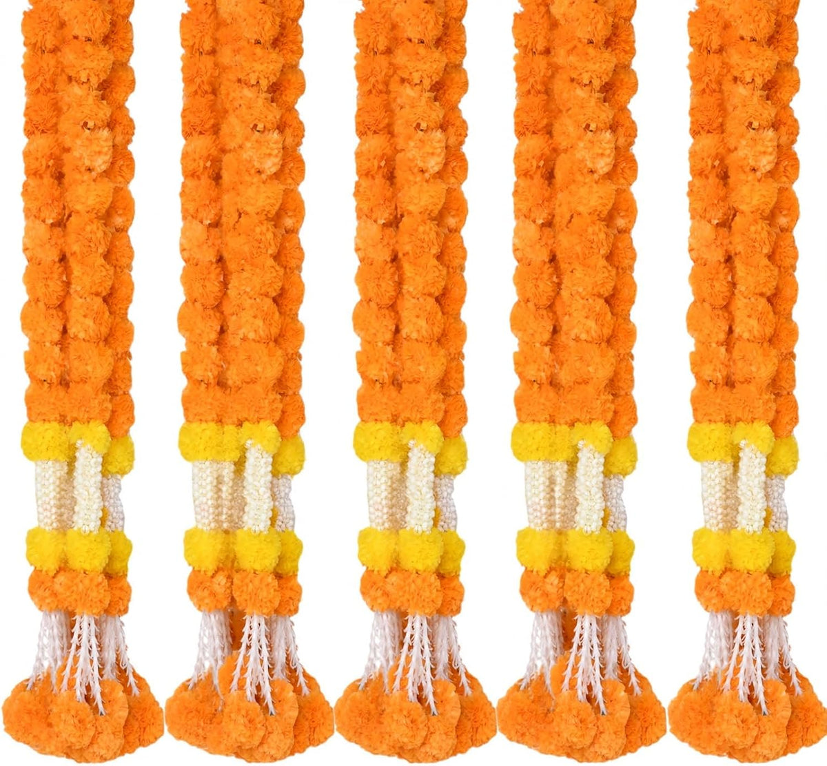5 Feet Light Orange Marigold Garlands For Decor-Ideal For Diwali Decoration