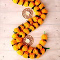 Indian Set of 5 Marigold Garlands with Leaves for Diwali, Chrismas,  Dia de los muertos Altar, Pooja