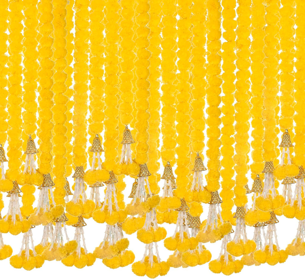5 Pc Artificial Marigold Garland For Diwali Decoration Yellow 5 Feet