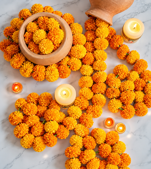 10 Pcs Artificial Marigold Garland for Decoration, Diwali Decor Garlands 5Ft