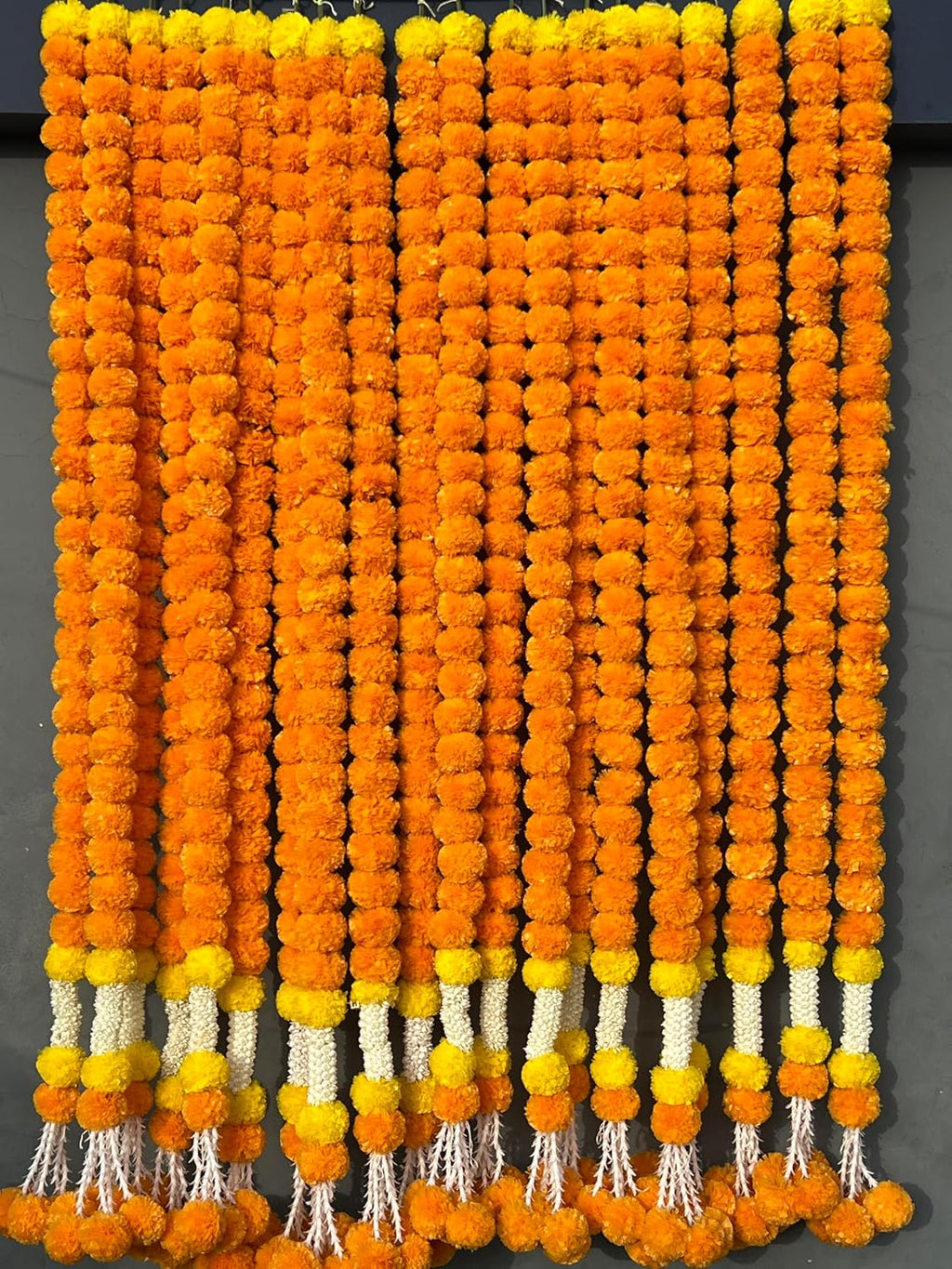5 Feet Light Orange Marigold Garlands For Decor-Ideal For Diwali Decoration