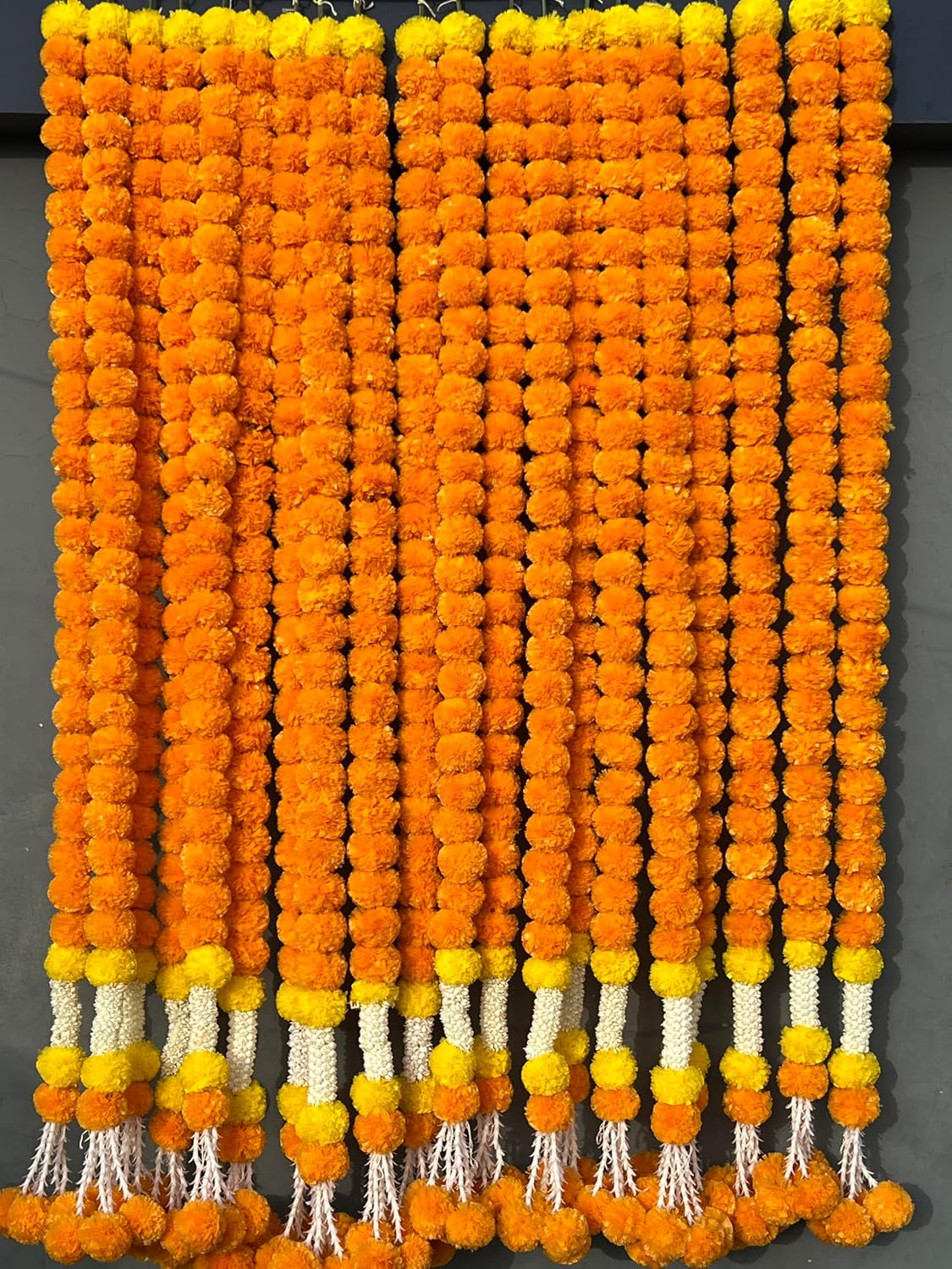 5 Feet Light Orange Marigold Garlands For Decor-Ideal For Diwali Decoration