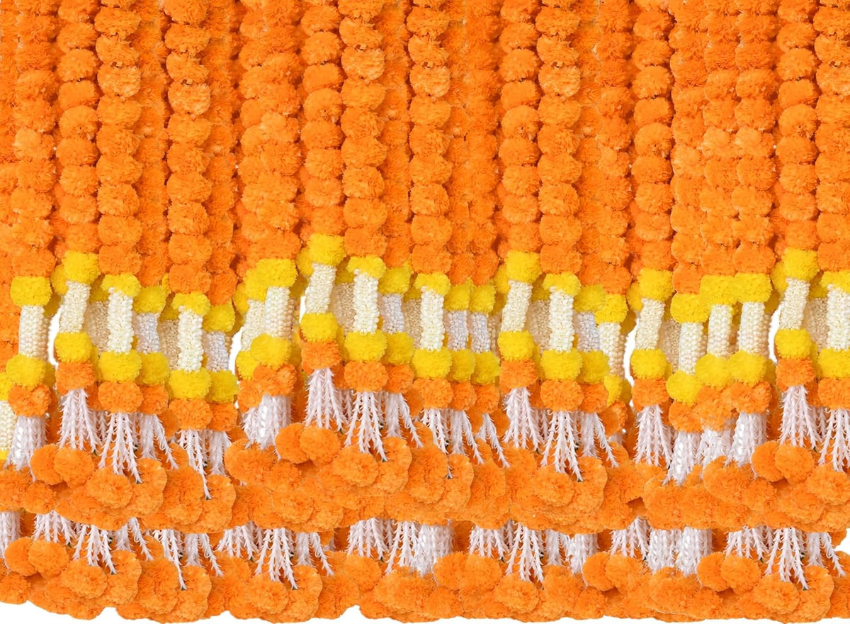 5 Feet Light Orange Marigold Garlands For Decor-Ideal For Diwali Decoration
