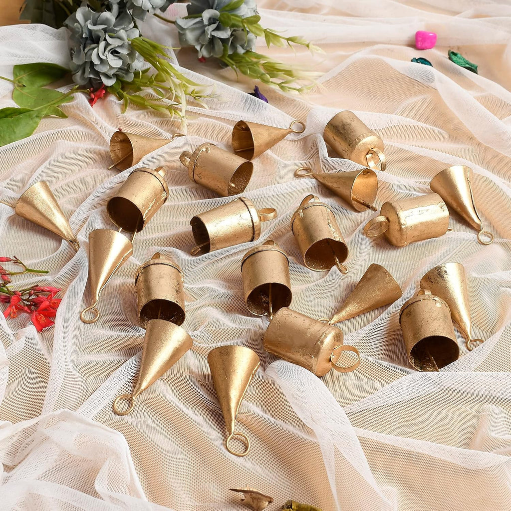 Barn Bells in Small Sizes- 20 Distinctive Golden Rustic Bells - Full of Beautiful Rough Hewn Variations - Perfect for Home Decor Christmas Jingle Bells